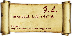 Ferencsik Lóránt névjegykártya