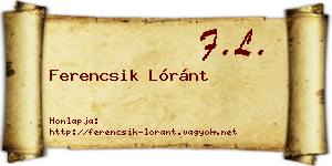 Ferencsik Lóránt névjegykártya
